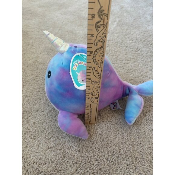 NWT Squishmallows Hallie Narwhal Plush Toy Pastel Tie-Dye Colors Cute‎ & Cuddly - Picture 7 of 9